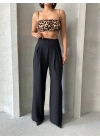 Pileli keten pantolon s255046
