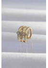 Pirinç Gold Renk Yonca Earcuff Küpe
