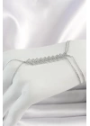 Pirinç Gümüş Renk Zirkon Taşlı V Model Kadın Şahmeran
