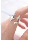 Silver Renk 3lü Kuzey Yıldızı Ayarlanabilir Yüzük