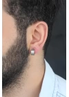 Silver Renk Kaplama Halka Kıstırmalı Çelik Erkek Küpe