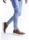 SLW151 Boost Bağcıklı Cilt Erkek Günlük Sneaker Ayakkabı BT - Taba