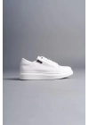 SLW155 Warrior Bağcıklı ve Fermuarlı Cilt Erkek Günlük Sneaker Ayakkabı BT - Beyaz