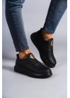 SLW161 Hippo Bağcıksız Cilt Erkek Günlük Sneaker Ayakkabı ST - Siyah