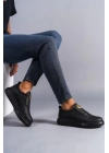SLW161 Hippo Bağcıksız Cilt Erkek Günlük Sneaker Ayakkabı ST - Siyah