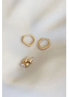 Üçgen Gold Renk Minimal Küpe Seti