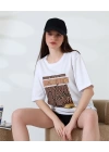 Varak çizgili Oversize Kadın T-Shirt