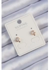 Xuping Rose Renk Zirkon Taşlı Minimal Oval Küpe