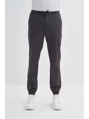 0004 Düğme Kapamalı Beli ve Paçası Lastikli Jogger Erkek Pantolon ANTRASİT