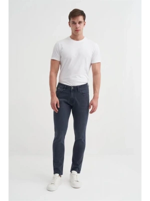0711 Terry Slim Fit Boru Paça Normal Bel Erkek Kot Pantolon Lacivert