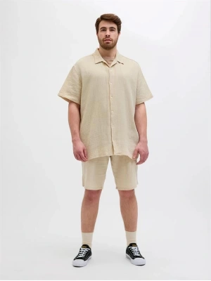 12279651 Müslin Kumaş Büyük Beden Rahat Erkek Short Bej