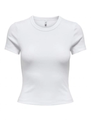 15339774 Likralı Fitilli Slim Fit Kadın T-Shirt Beyaz