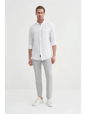 2024 Uzun Kollu Müslin Kumaş Erkek Gömlek Beyaz