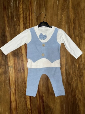 3-12 Aylık Papyonlu Takım Mavibeyaz