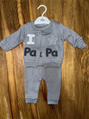 3-12 Aylık Üçlü Kolej Ceketli Takım Gri