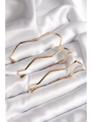 316L Çelik Gold Renk 65 mm Zikzak Model Ajda Bilezik