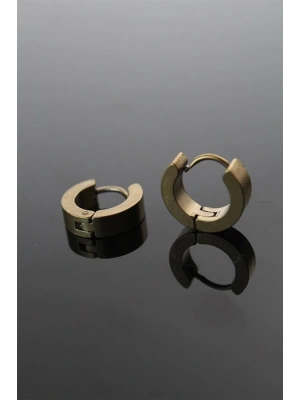316L Çelik Gold Renk Halka Model Çift Küpe