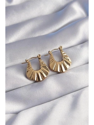 316L Çelik Gold Renk Kabartmalı Görünüm Küpe