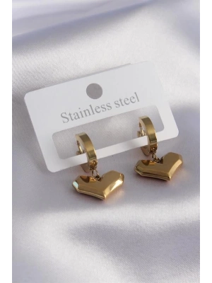 316L Çelik Gold Renk Kalp Model Kadın Küpe