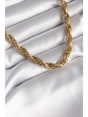 316L Çelik Gold Renk Örme Burgu Zincir Model Kadın Kolye
