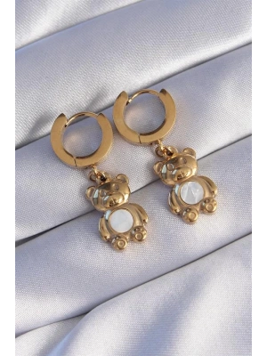 316L Çelik Gold Renk Teddy Model Küpe