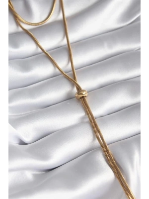 316L Çelik Gold Renk Tüp Zincir Asansör Model Kadın Kolye