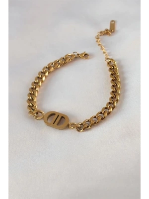 316L Çelik Gold Renk Zincir Model Kadın Bileklik