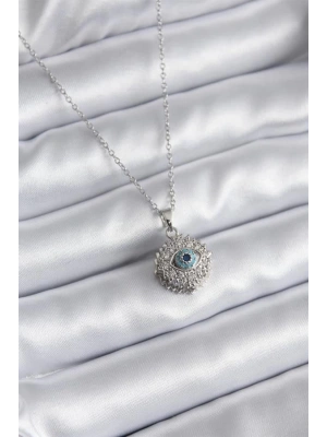 316L Çelik Gold Renk Zirkon Taşlı Göz Model Kadın Kolye