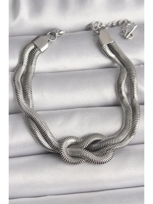 316L Çelik Gümüş Renk Düğüm Model Kadın Bileklik