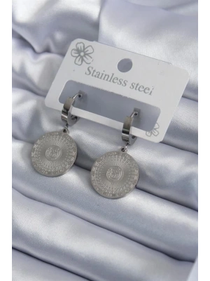 316L Çelik Gümüş Renk İşleme Detay Kadın Küpe