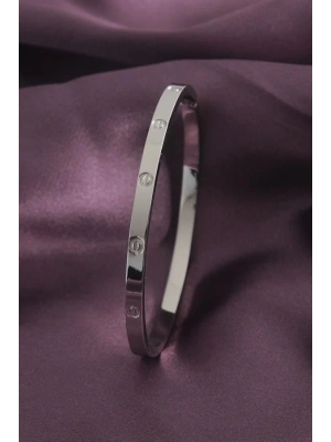 316L Çelik Gümüş Renk Kadın Kelepçe Bilezik