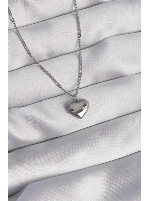 316L Çelik Gümüş Renk Kalp Model Love Kolye