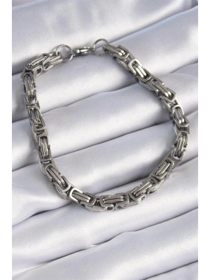 316L Çelik Gümüş Renk Kral Zincir Model Erkek Bileklik