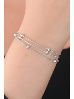 316L Çelik Gümüş Renk Minimal Top Figür Kadın Bileklik