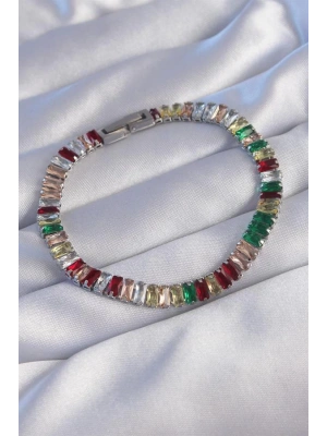 316L Çelik Gümüş Renk Renkli Su Yolu Tasarımlı Bileklik