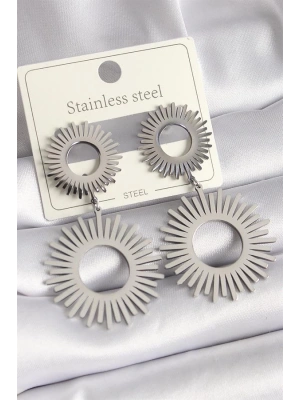 316L Çelik Gümüş Renk Sallantı Güneş Model Kadın Küpe