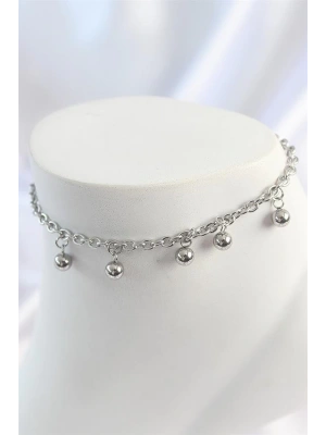 316L Çelik Gümüş Renk Sallantı Topçuk Zincir Model Kadın Halhal