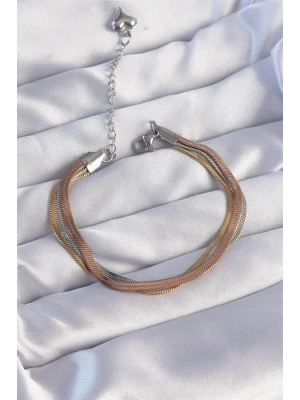 316L Çelik Renkli İtalyan Zincir Model Çoklu Bileklik