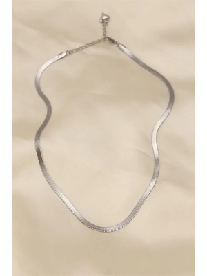 316L Çelik Silver Renk 45 cm İtalyan Zincir Model Kadın Kolye