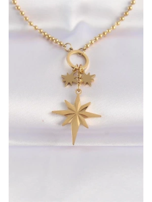 316L Çelik Zincir Altın Renk Kutup Yıldızı Kolye