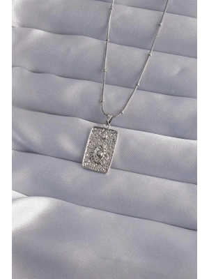 316L Çelik Zincir Gümüş Renk Lazer İşlemeli Göz Figür Tarot Kolye