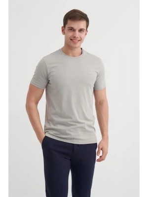 4623 Bisiklet Yaka Basıc Erkek T-Shirt Gri