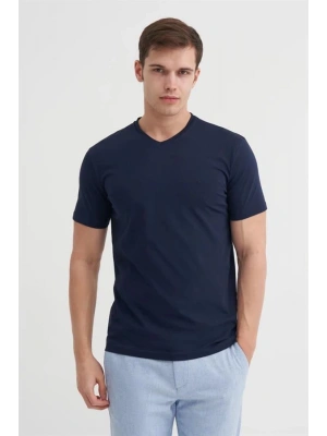 4624 Basıc V Yaka Erkek T-Shirt Lacivert