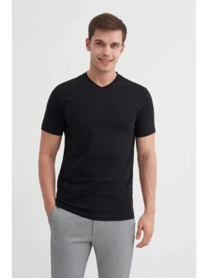4624 Basıc V Yaka Erkek T-Shirt Siyah