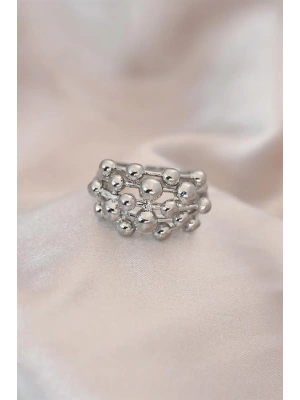 Ayarlamalı Silver Renk Metal Bombeli Boluncuk Model Yüzük