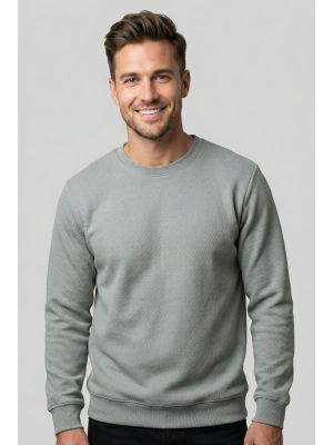 Çakıl Kumaş Düz Sıfır Yaka Erkek Sweatshirt