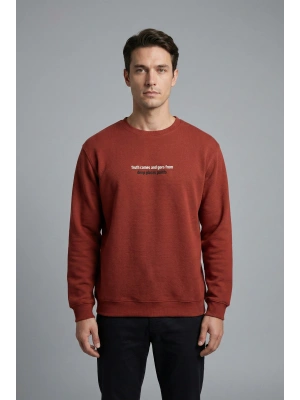 Çakıl Kumaş Rabır Baskı Sıfır Yaka Erkek Sweatshirt