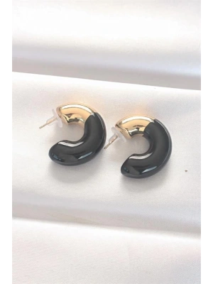 CCB Siyah Gold Çift Renk Küpe