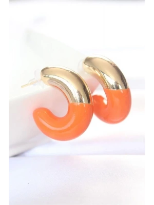 CCB Turuncu Gold Çift Renk Küpe