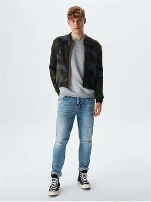 Dazoko Kamuflaj Desenli Fermuarlı Erkek Mont